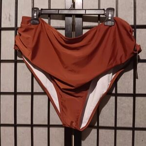 SHEIN Rust Brown High-Waist Bikini Bottom